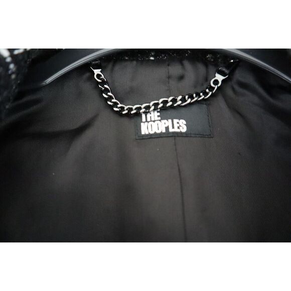 The Kooples FVES28011K Women's Sz 34 Black & White Metallic Tweed Blazer - Picture 3 of 11